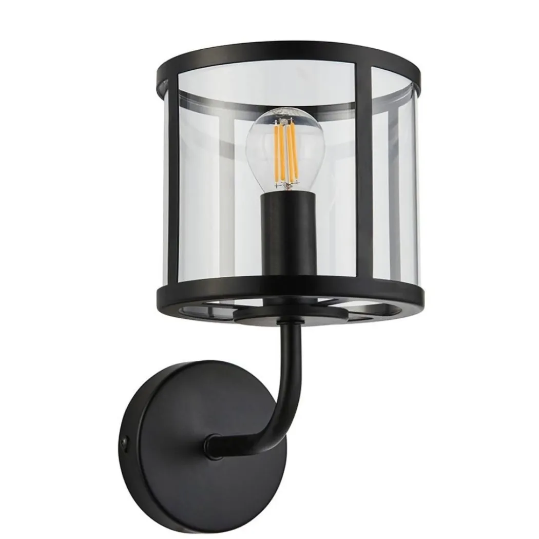 Hopton 1 Light Matte Black Wall Light