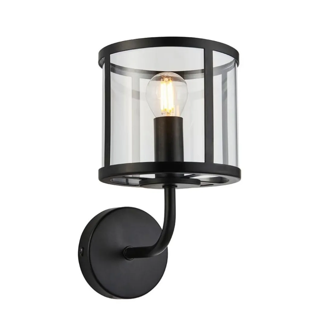 Hopton 1 Light Matte Black Wall Light