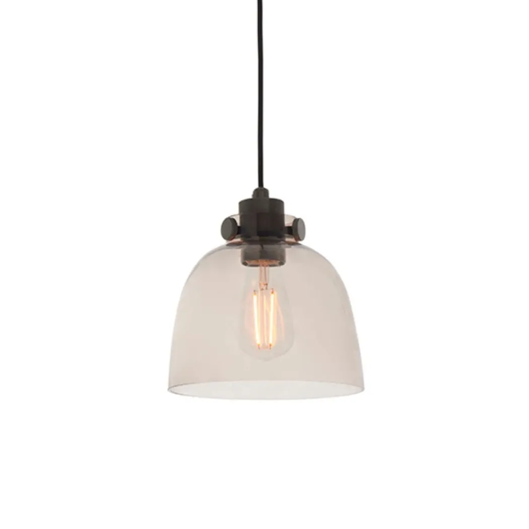 Hoyo Smoked Glass and Black 1 Light Pendant