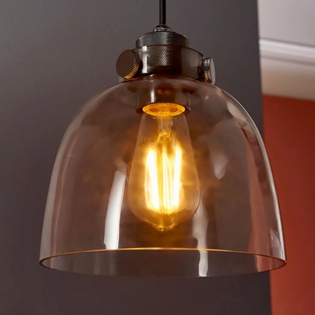 Hoyo Smoked Glass and Black 1 Light Pendant