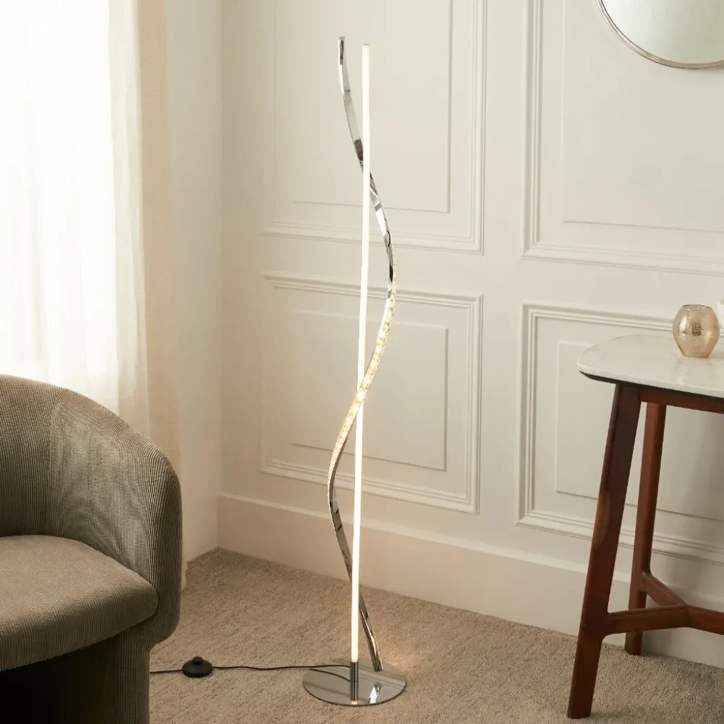 Hyde Chrome And Crystal LED Floor Lamp