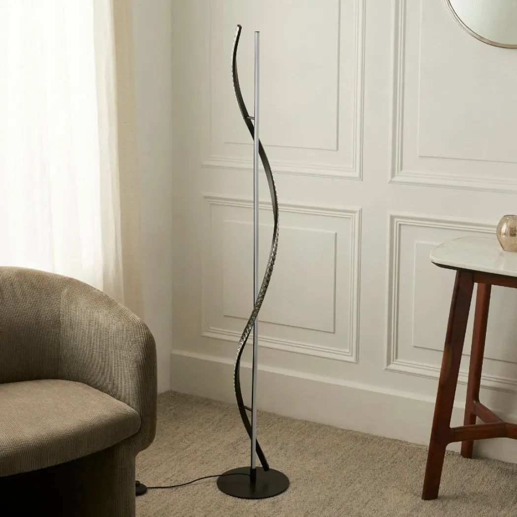 Hyde Matte Black And Crystal LED Floor Lamp