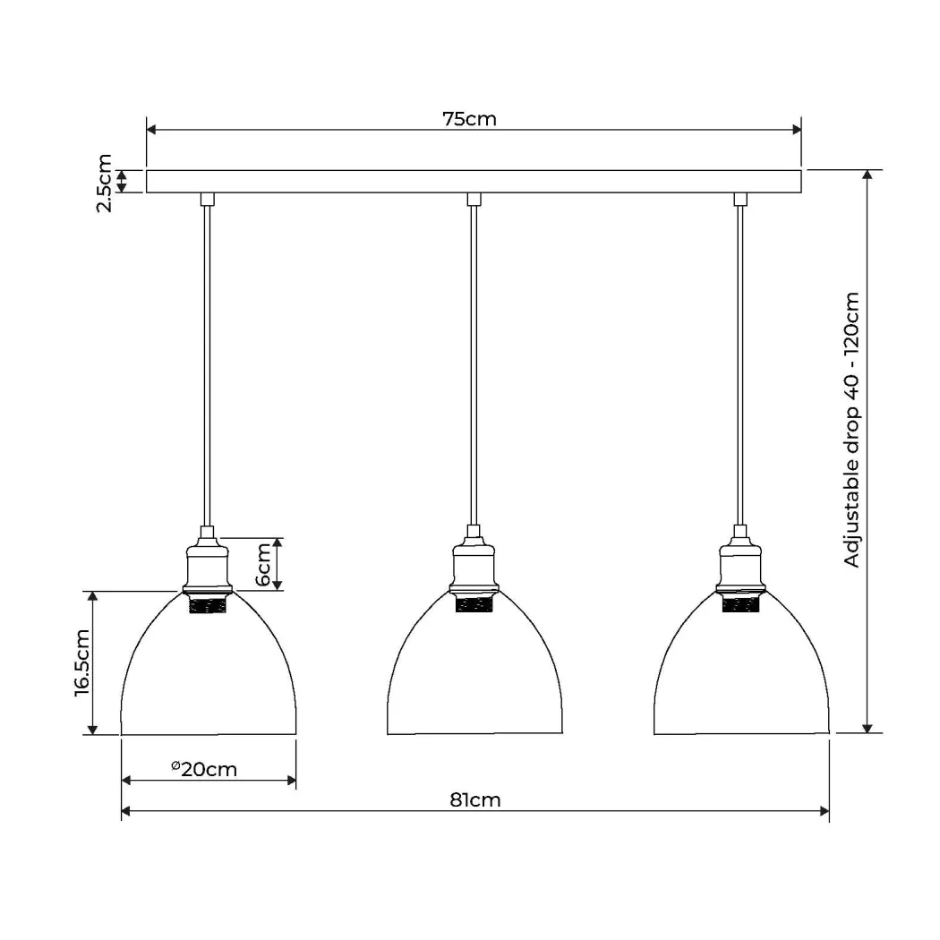 Jacob 3 Light Nickel and Glass Ceiling Pendant Bar