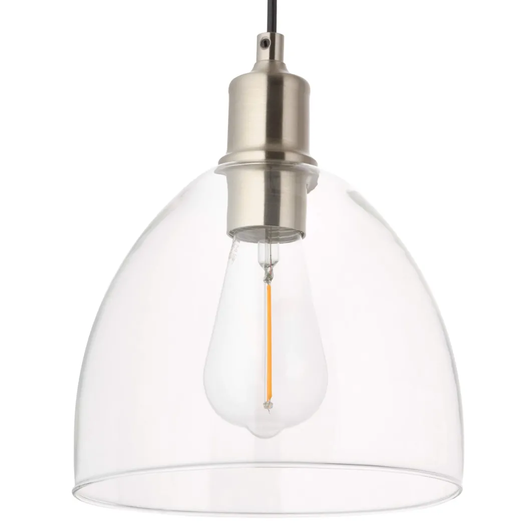 Jacob 3 Light Nickel and Glass Ceiling Pendant Bar