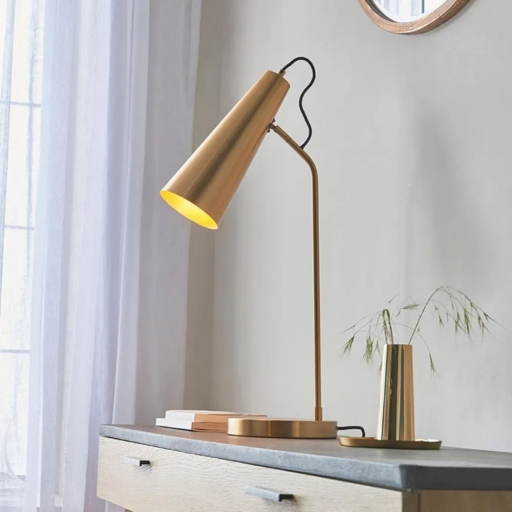 Karna Antique Brass Desk Table Lamp