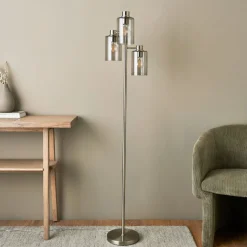 Kingsholm 3 Light Satin Nickel Floor Lamp