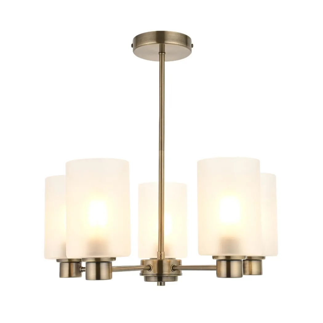 Kingsholm 5-Light Antique Brass Semi-Flush Ceiling Light