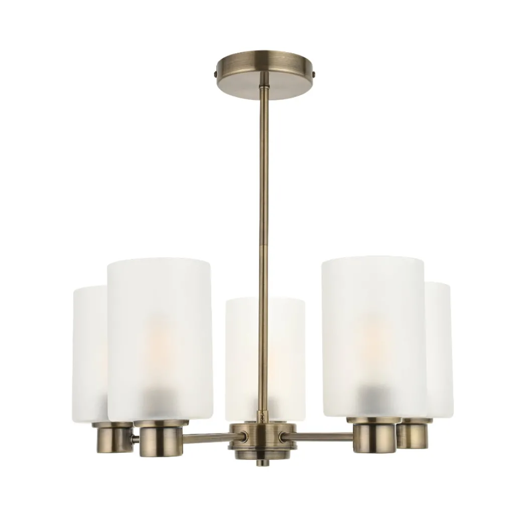 Kingsholm 5-Light Antique Brass Semi-Flush Ceiling Light