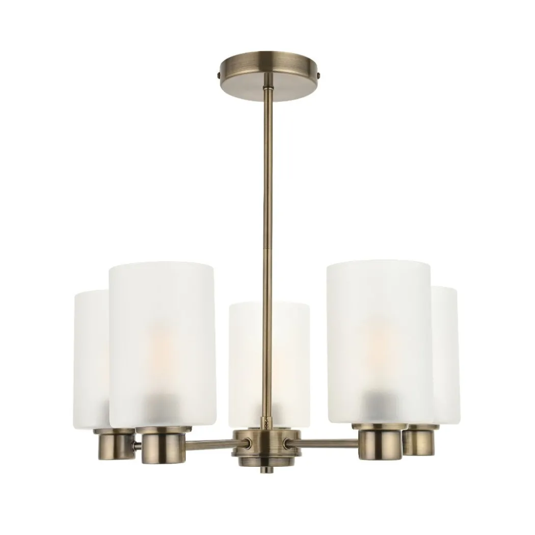 Kingsholm 5-Light Antique Brass Semi-Flush Ceiling Light