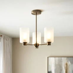 Kingsholm 3-Light Antique Brass Semi-Flush Ceiling Light