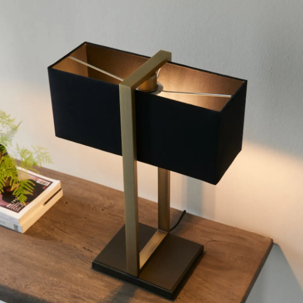 Kote Antique Brass & Black Table Lamp