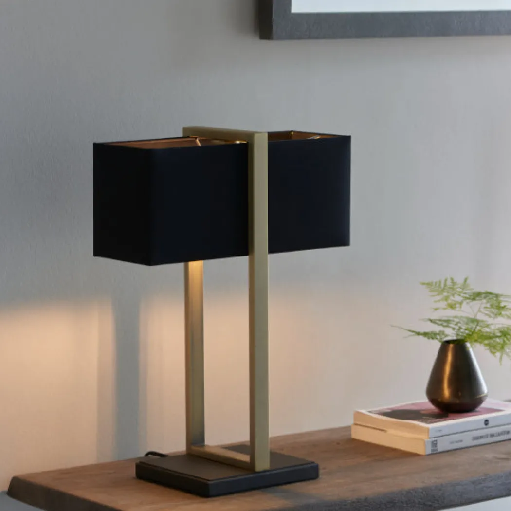Kote Antique Brass & Black Table Lamp