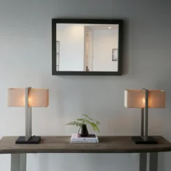Kote Satin Nickel & Natural Table Lamp