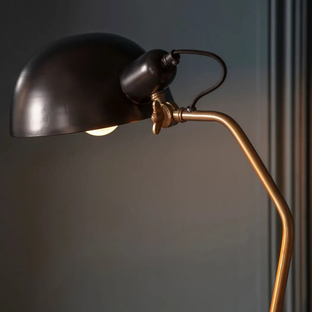 Largo Satin Brass & Black Task Floor Lamp