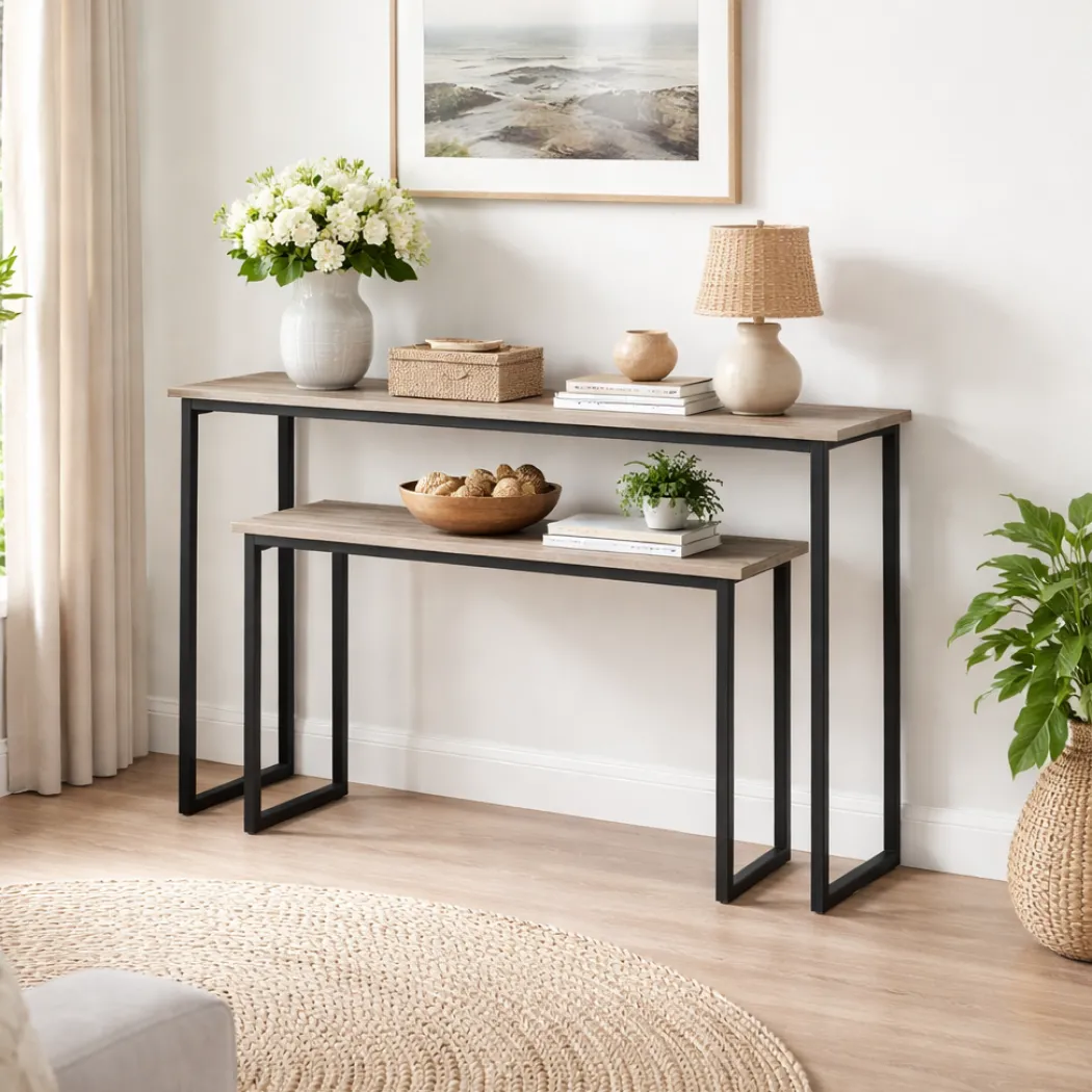 Lulani Brown Stone Nested Console Tables