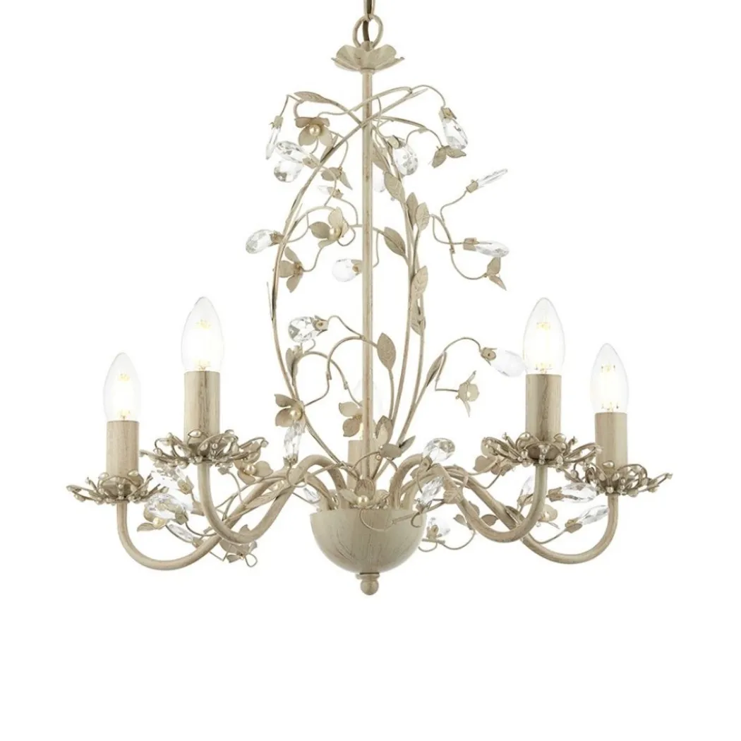 Lullaby 5 Light Cream & Gold Pendant Ceiling Light
