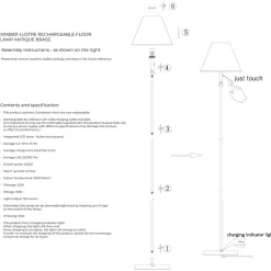 Lustre Antique Brass LED Rechargeable Floor Lamp