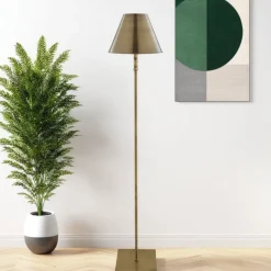 Lustre Antique Brass LED Rechargeable Floor Lamp
