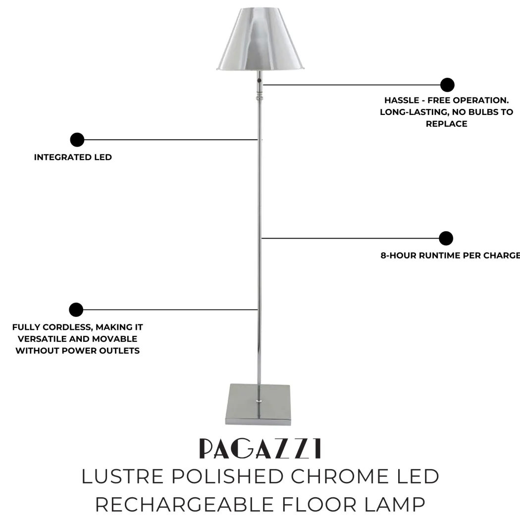 Lustre Polished Chrome LED Rechargeable Floor Lamp