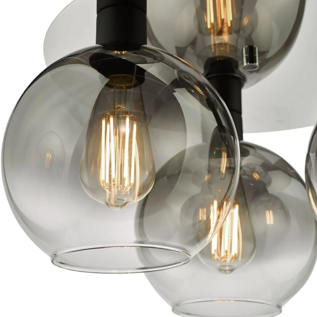 Lycia 3 Light Black & Ombre Glass Flush Ceiling Light