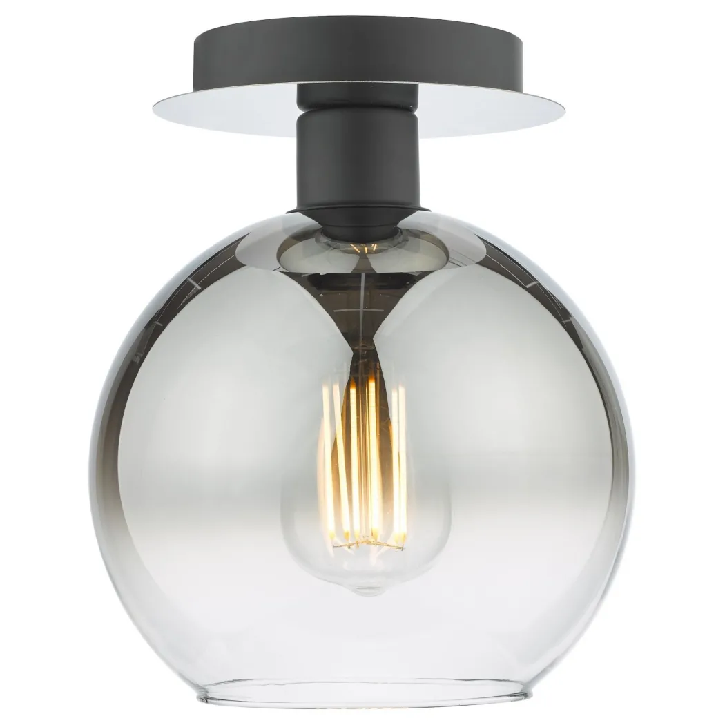 Lycia Black & Ombre Glass Flush Ceiling Light