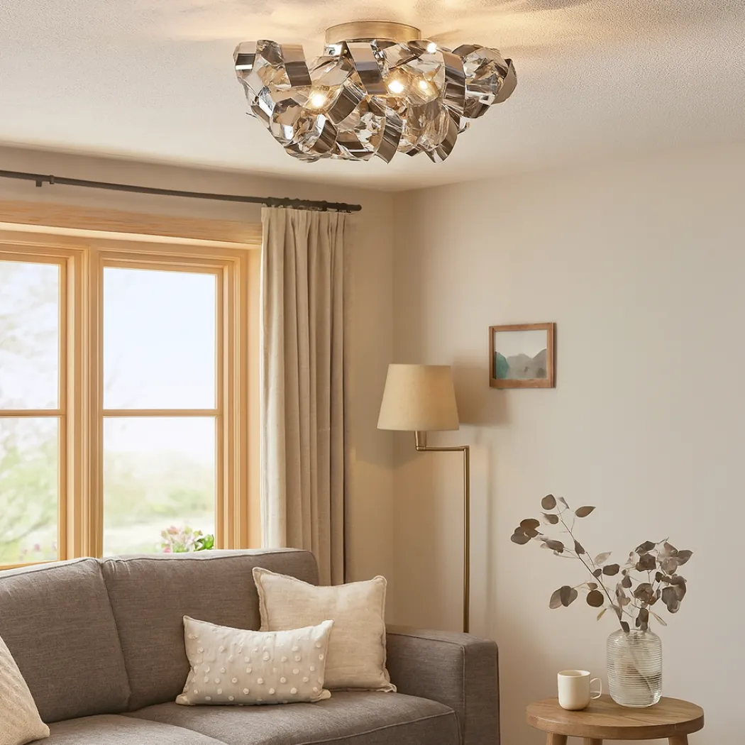 Lyndsay 3 Light Semi Flush Ceiling Light Chrome