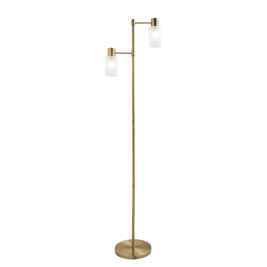 Maya 2-Light Antique Brass Floor Lamp