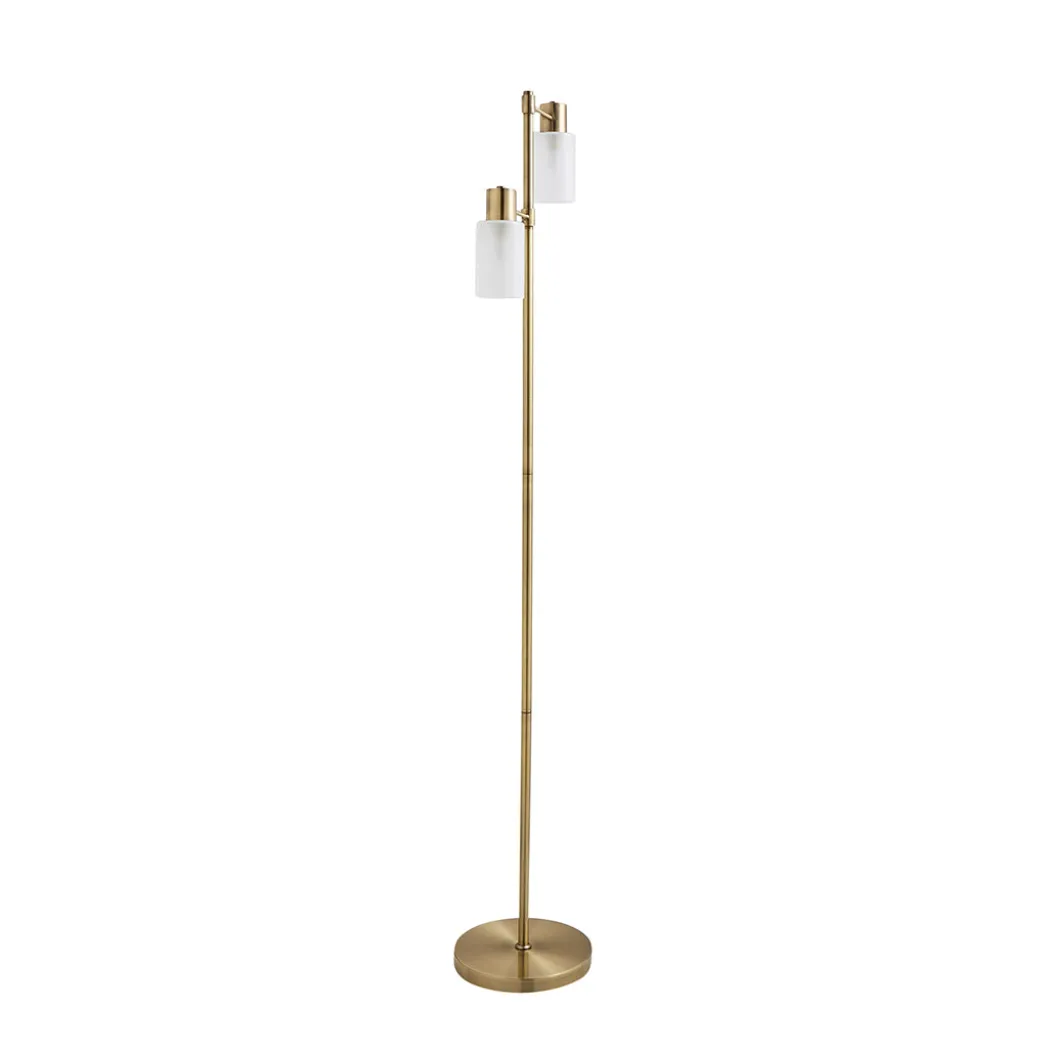 Maya 2-Light Antique Brass Floor Lamp