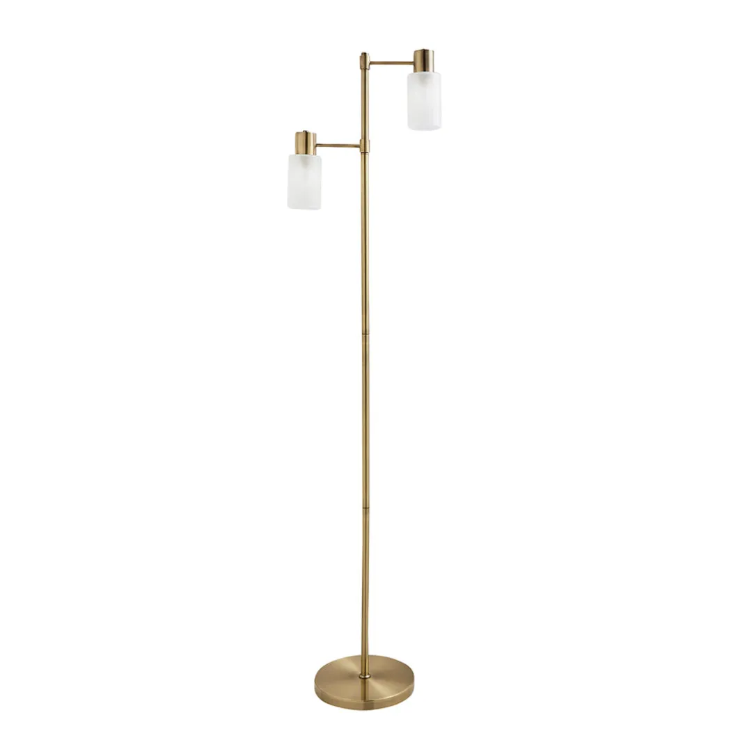Maya 2-Light Antique Brass Floor Lamp
