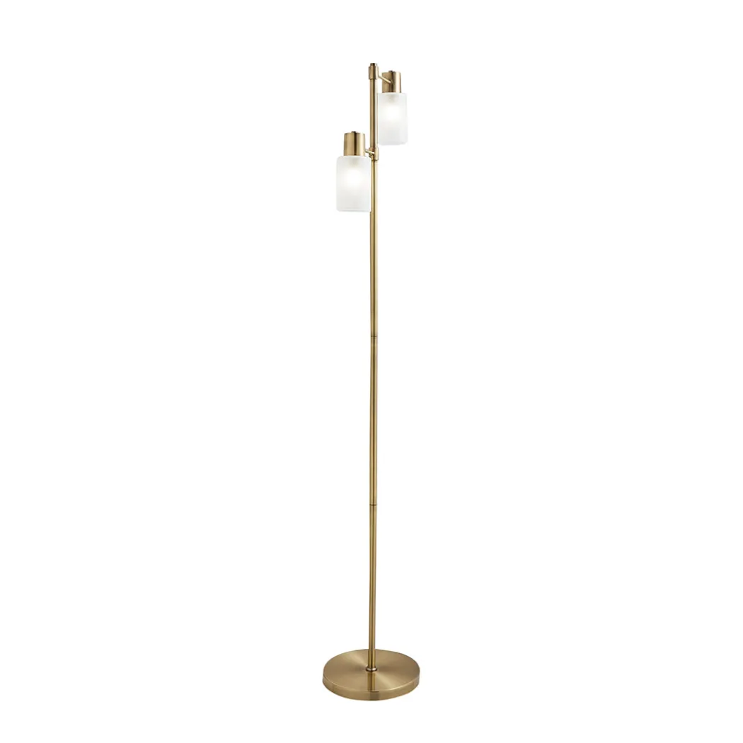 Maya 2-Light Antique Brass Floor Lamp