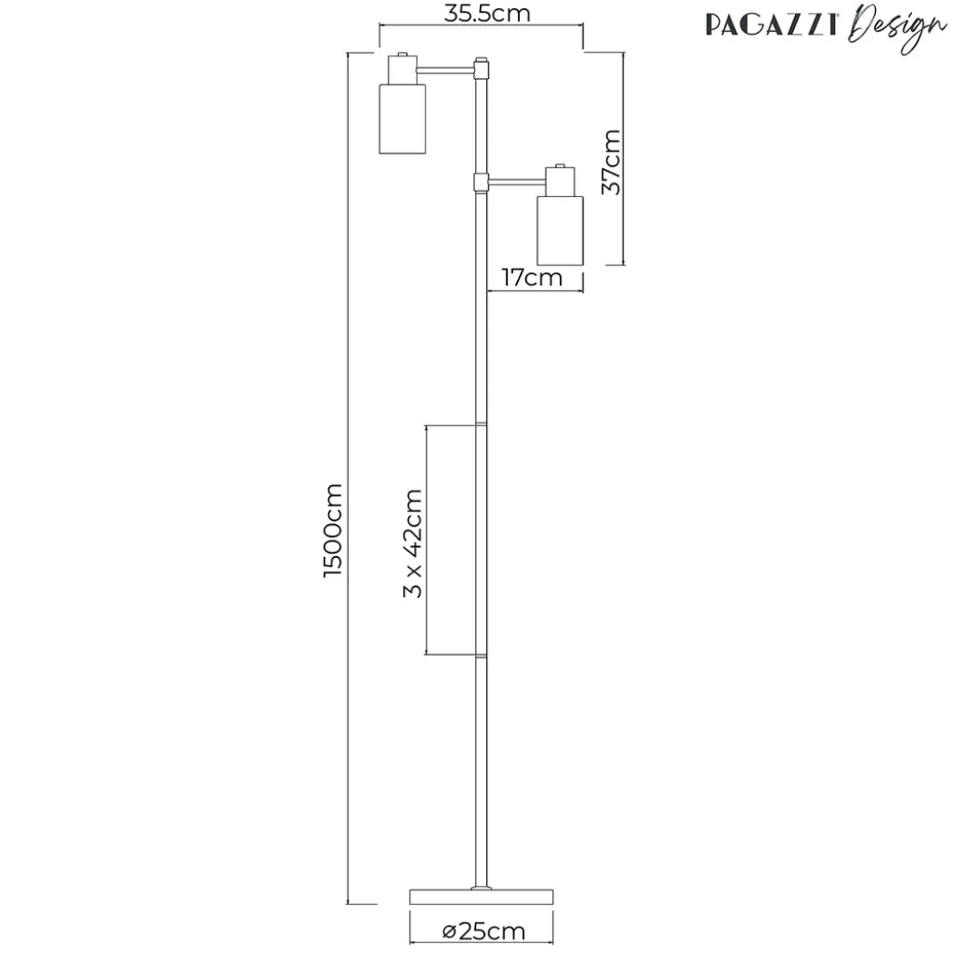 Maya 2-Light Antique Brass Floor Lamp