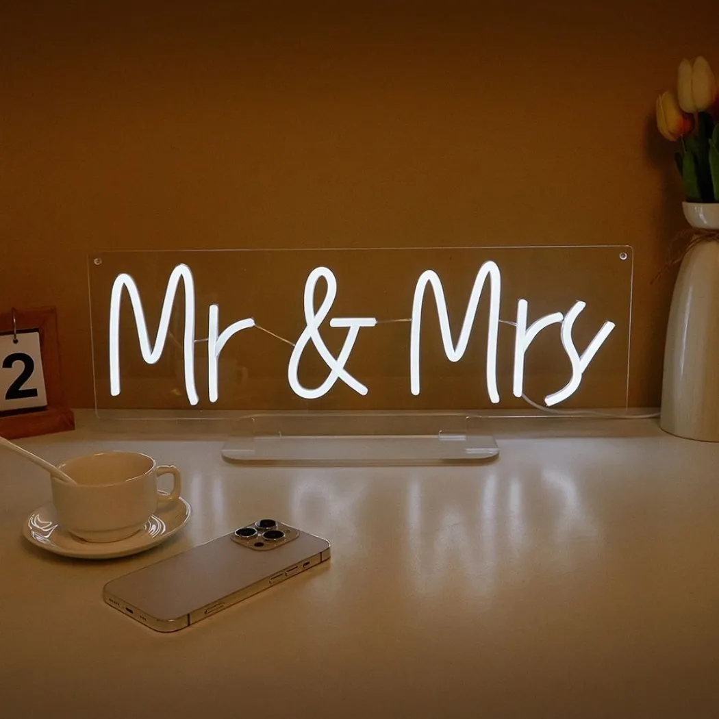 Mr & Mrs White LED Neon Sign