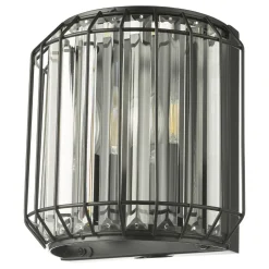 Naeva Matte Black and Crystal Wall Light