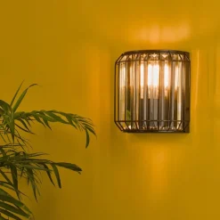 Naeva Matte Black and Crystal Wall Light