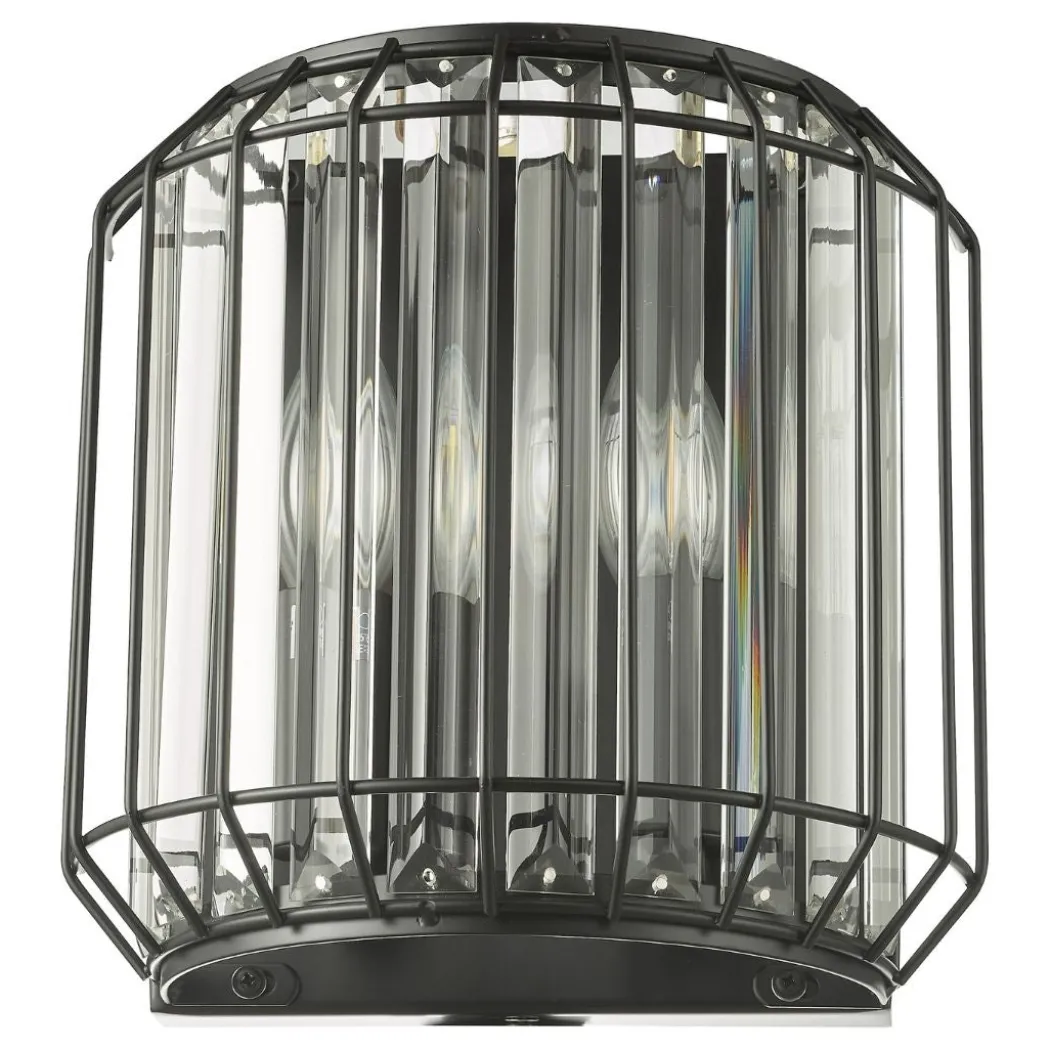Naeva Matte Black and Crystal Wall Light