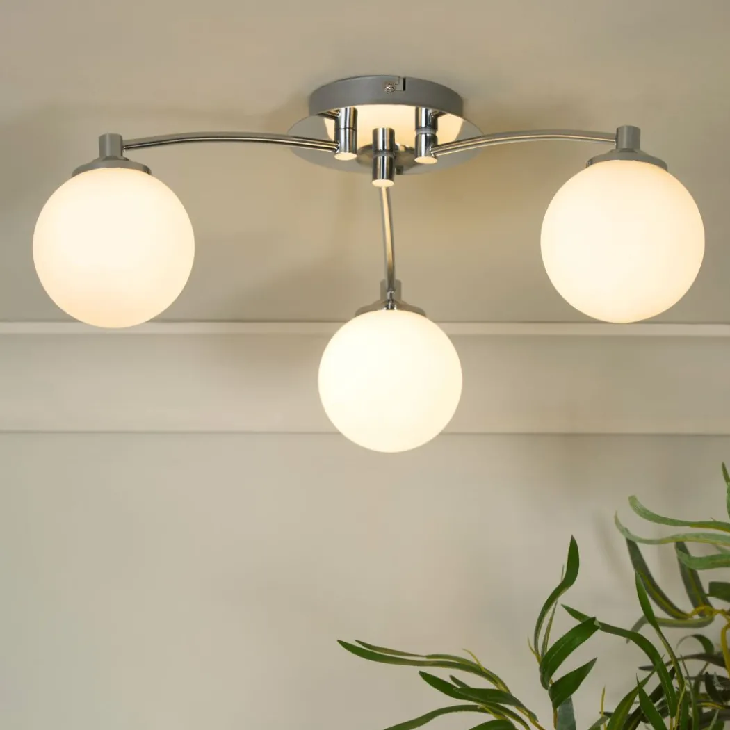 Navarro 3 Light Chrome Semi Flush Ceiling Light
