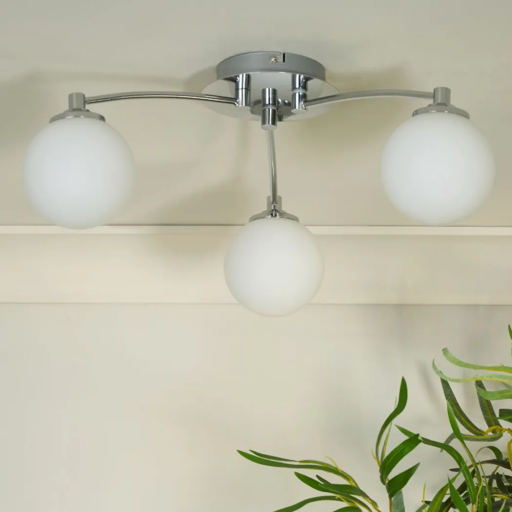 Navarro 3 Light Chrome Semi Flush Ceiling Light