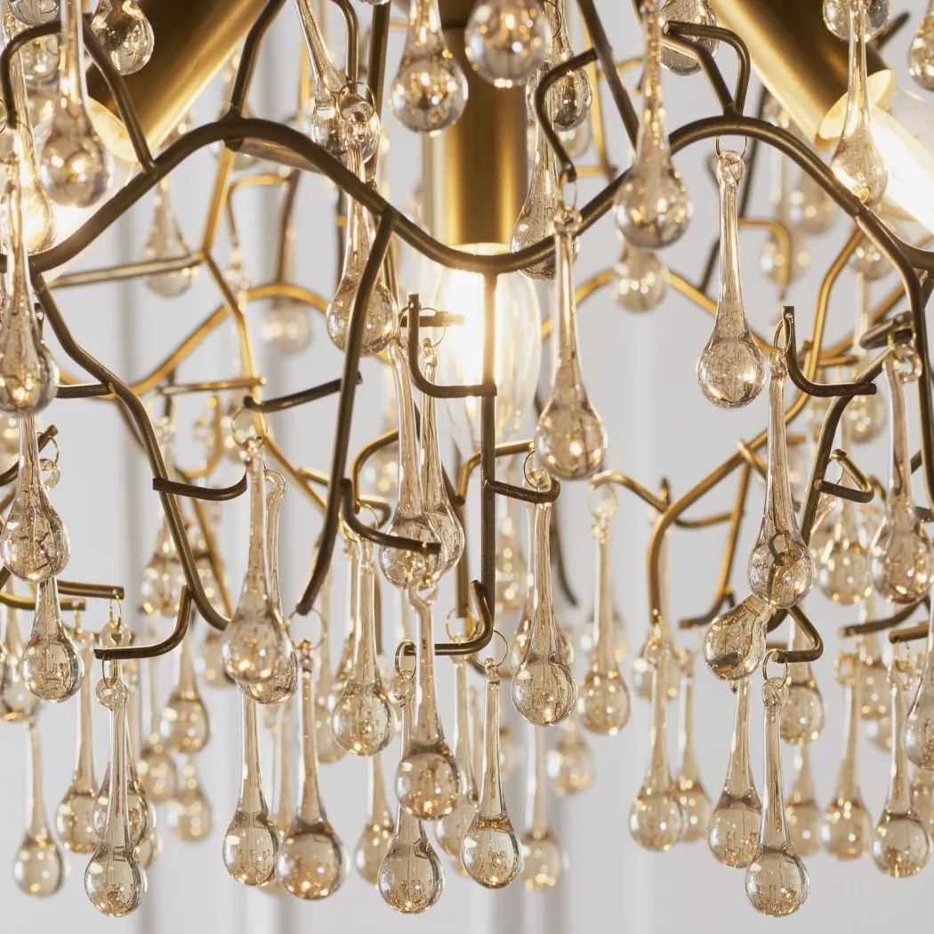Nightingale 4 Light Gold & Glass Pendant Ceiling Light