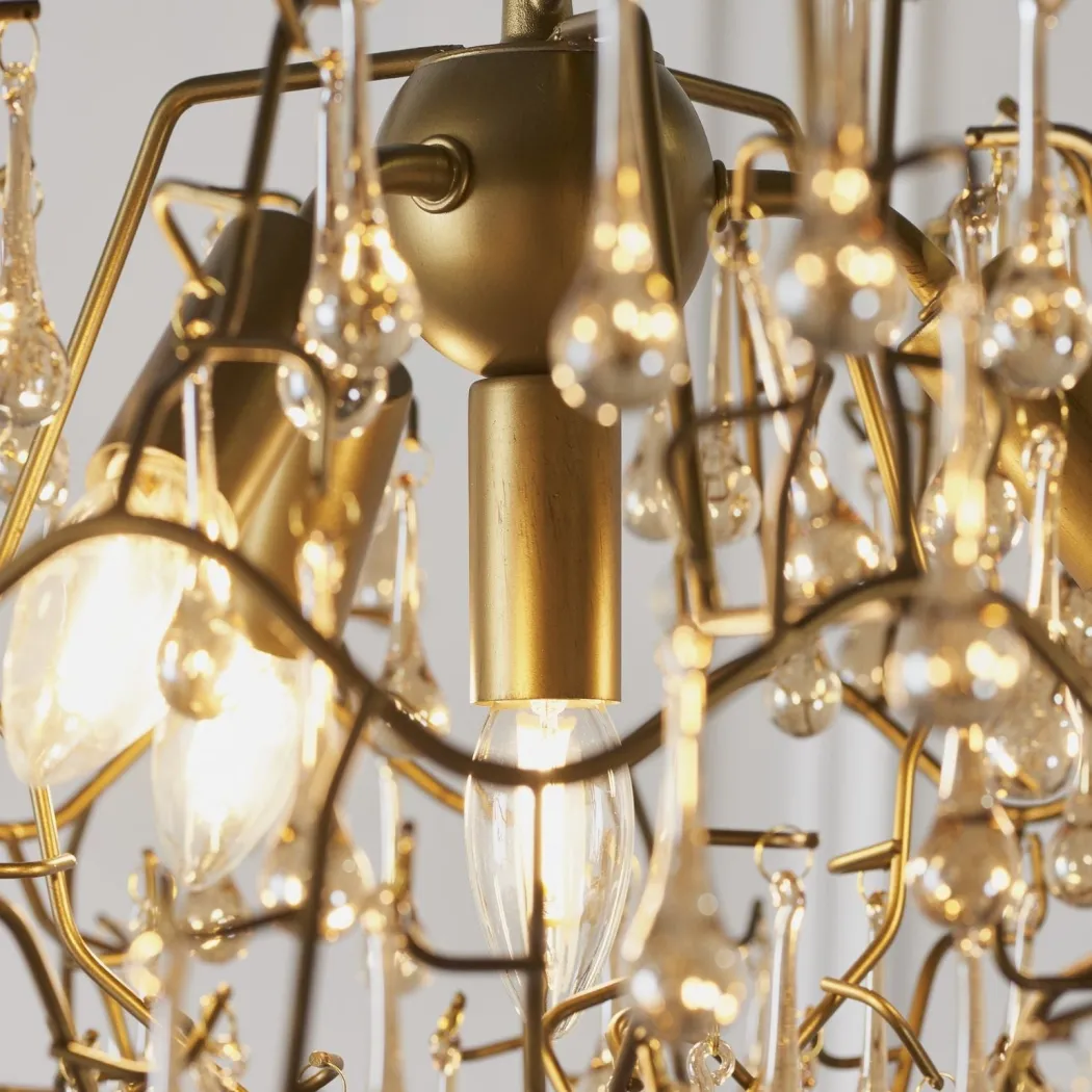 Nightingale 4 Light Gold & Glass Pendant Ceiling Light