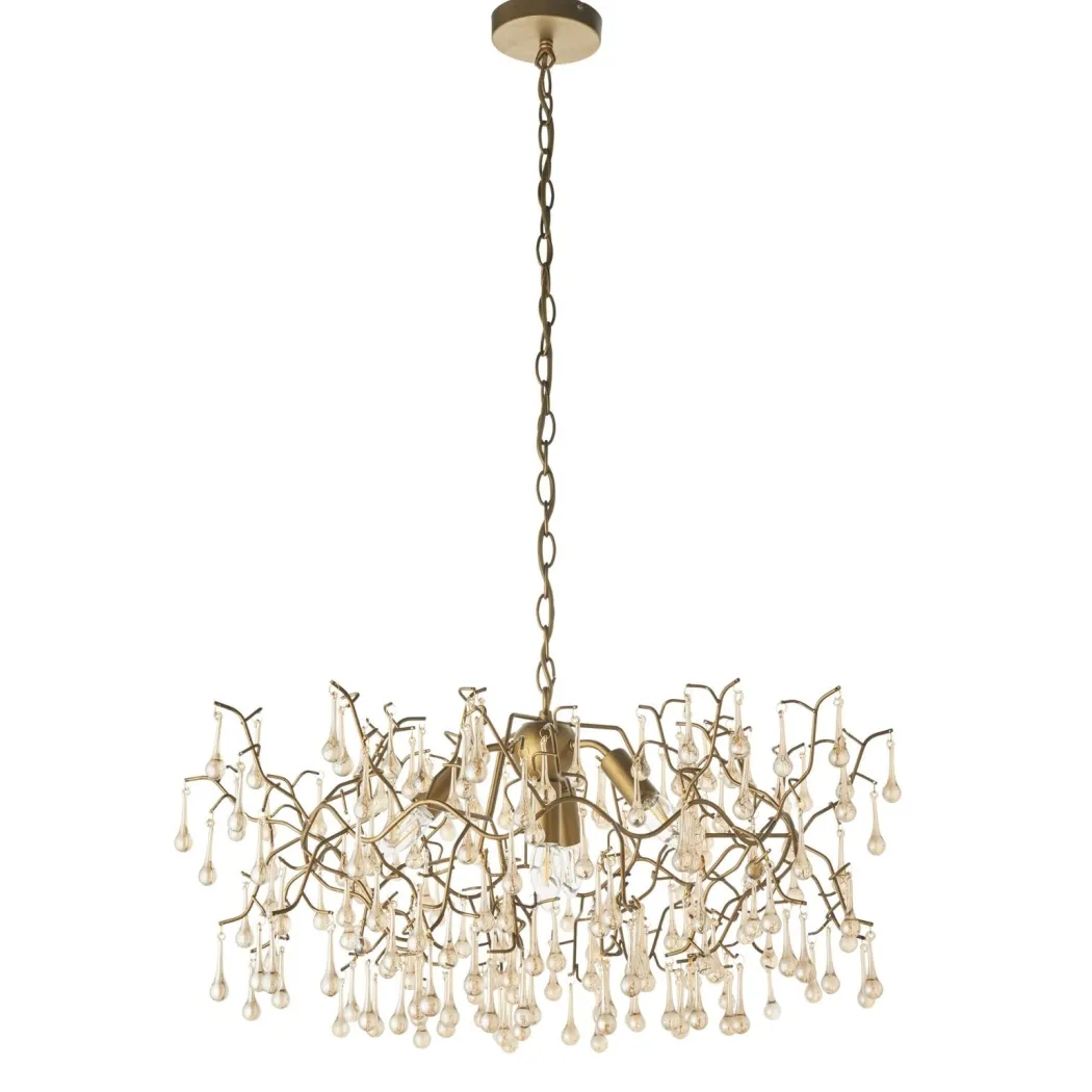 Nightingale 4 Light Gold & Glass Pendant Ceiling Light