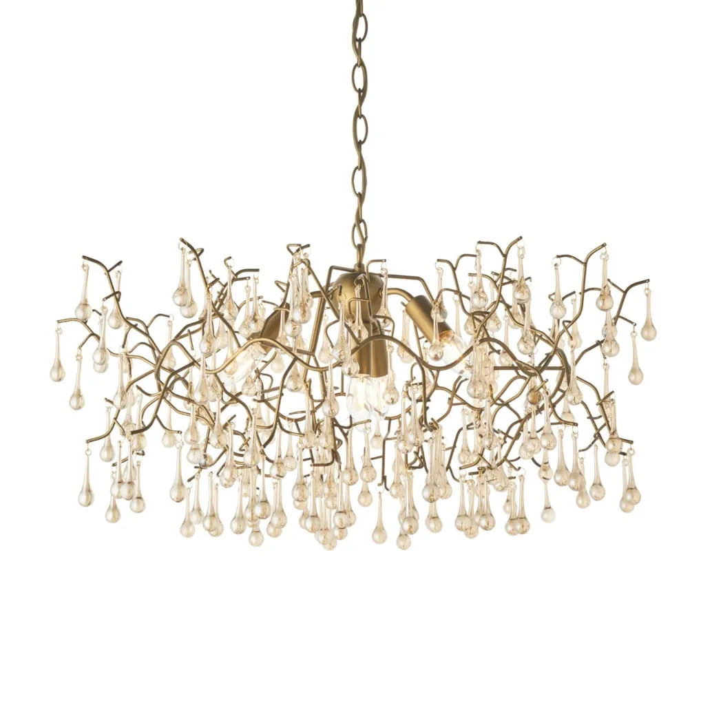 Nightingale 4 Light Gold & Glass Pendant Ceiling Light