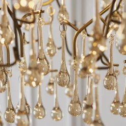 Nightingale 4 Light Gold & Glass Pendant Ceiling Light