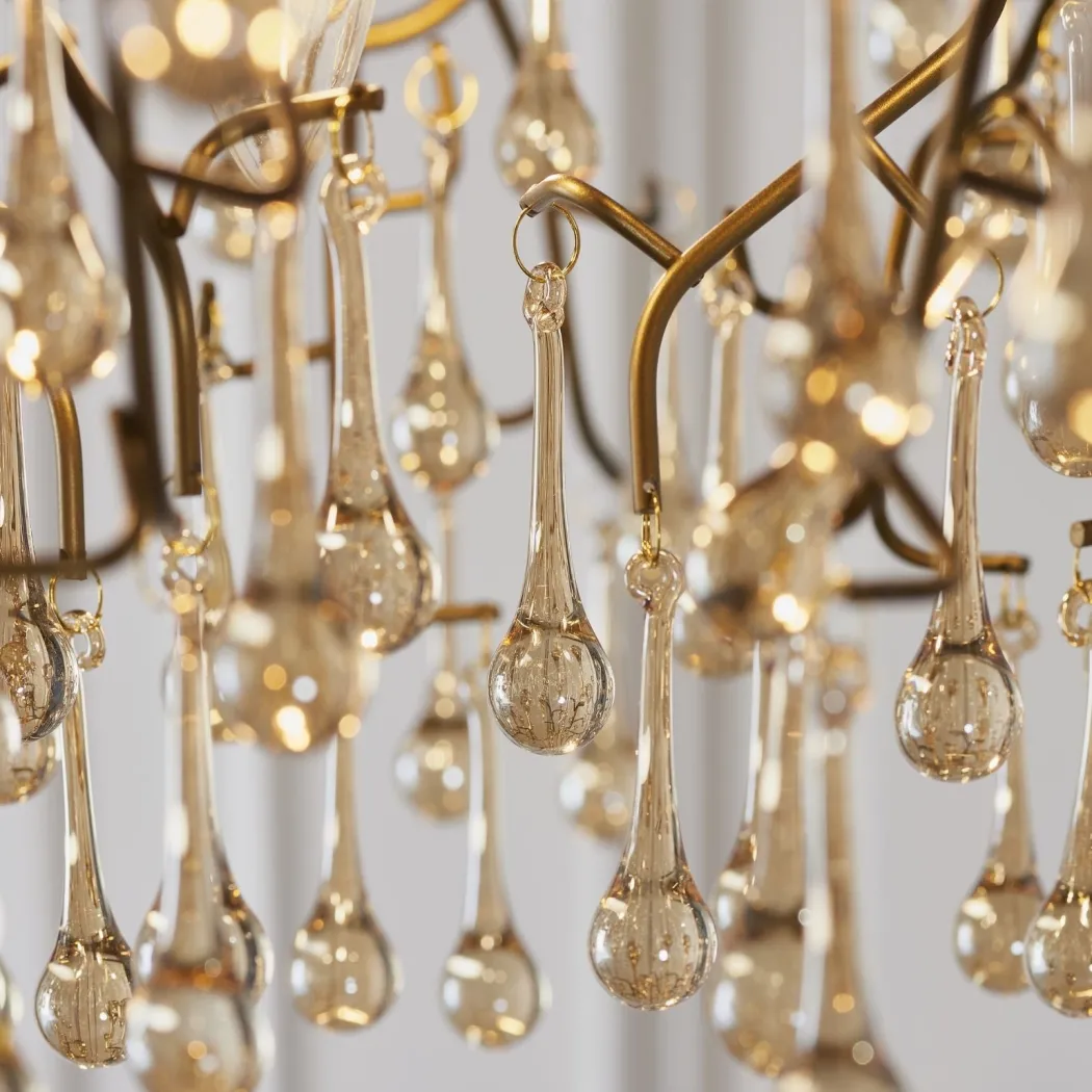 Nightingale 4 Light Gold & Glass Pendant Ceiling Light