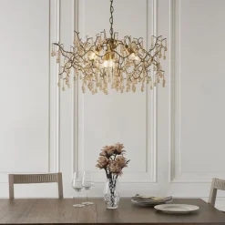 Nightingale 4 Light Gold & Glass Pendant Ceiling Light