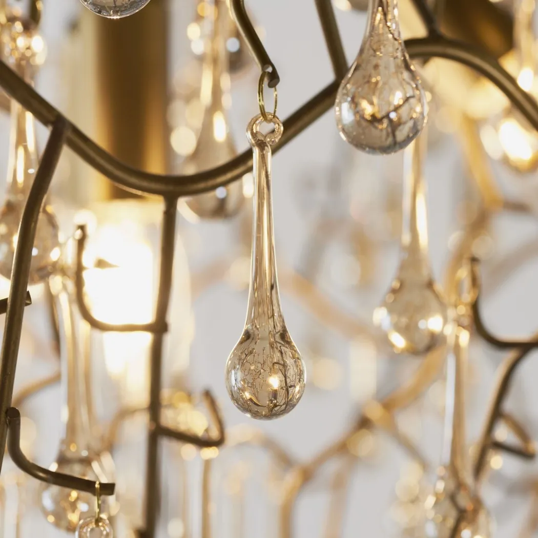 Nightingale 4 Light Gold & Glass Pendant Ceiling Light