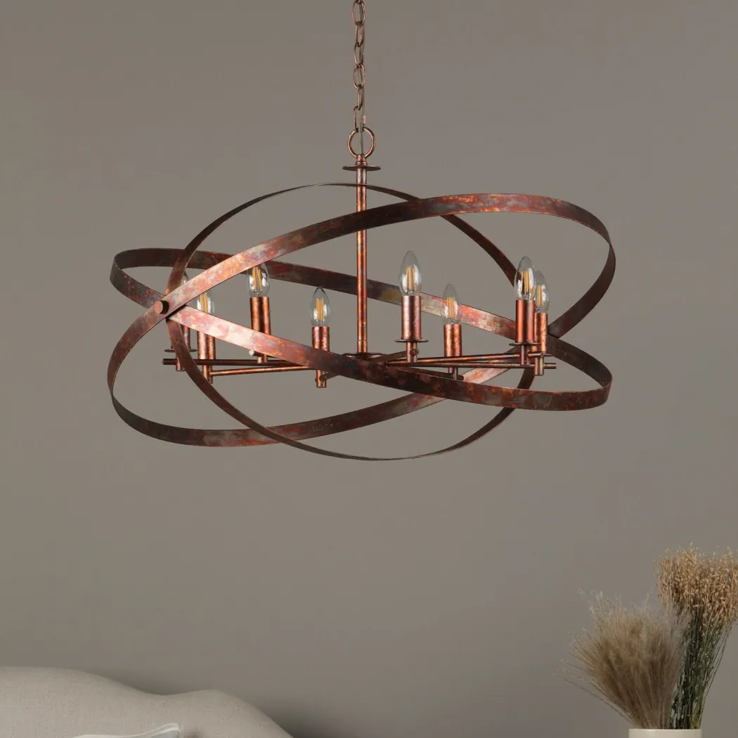 Nitya 8 Light Mottled Copper Pendant Ceiling Light