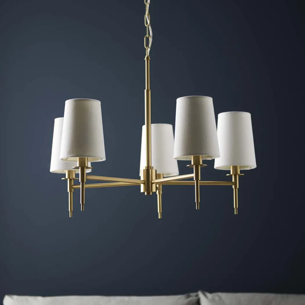 Obasi 5-Light Satin Brass Shaded Chandelier