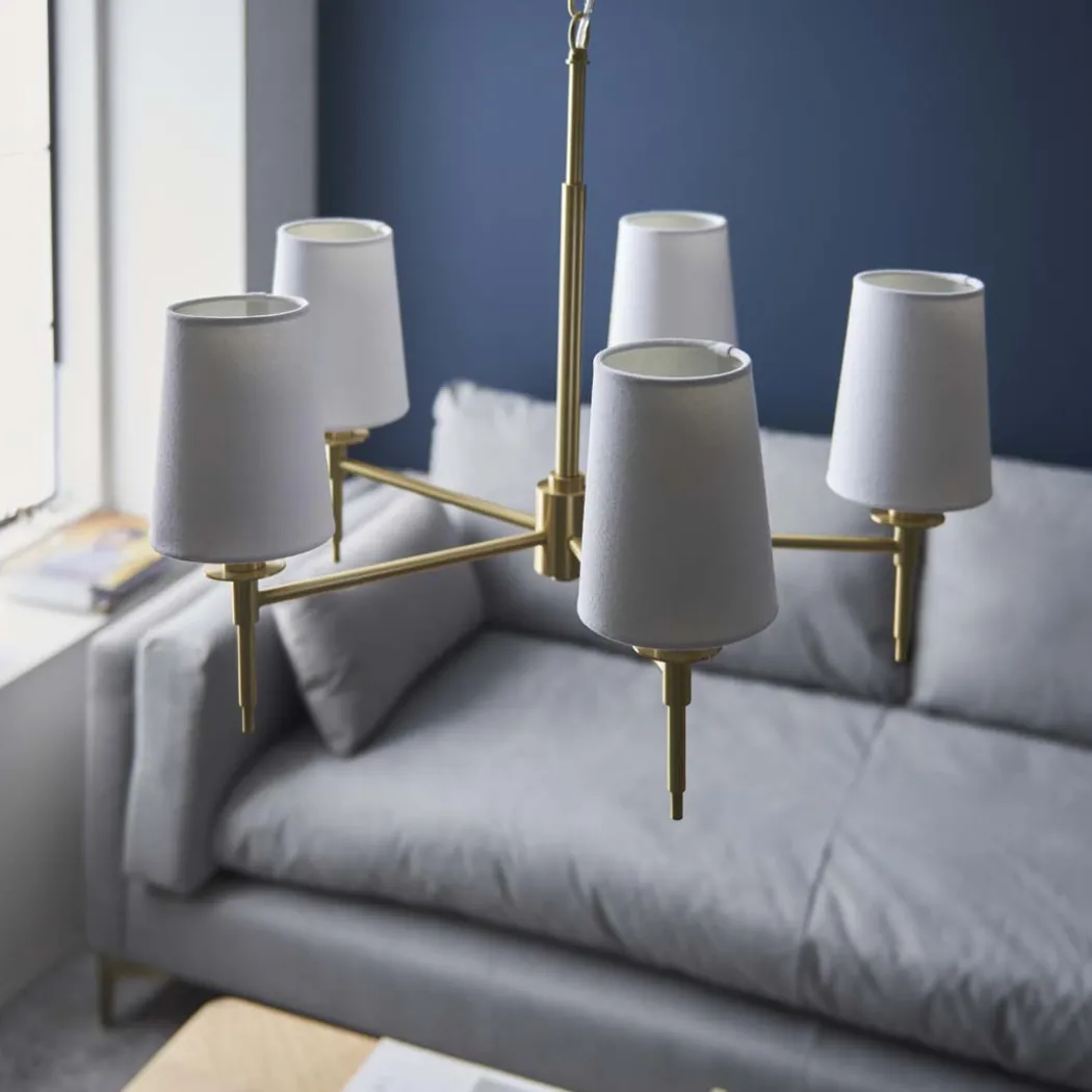 Obasi 5-Light Satin Brass Shaded Chandelier