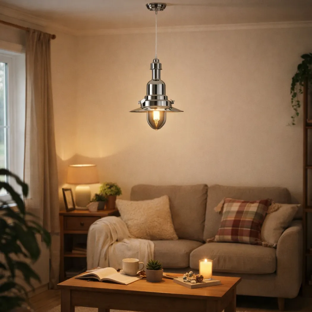 Penge Polished Chrome Fisherman Pendant Ceiling Light