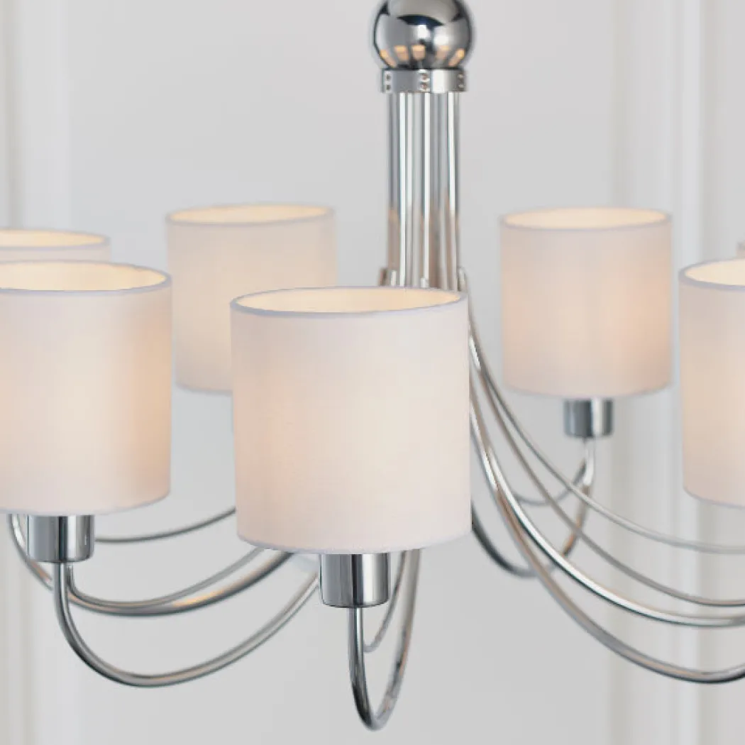 Phantom 7 Light Chrome & White Pendant Chandelier Ceiling Light